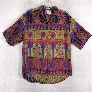 VTG Goouch Shirt Mens M Multicolor Abstract Art Rayon Streetwear Summer 80s 90s